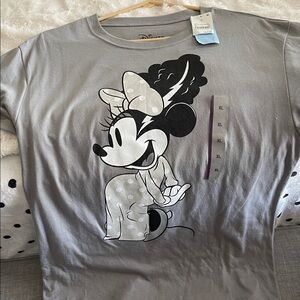 Disney Gray Minnie Mouse Polka Dot Graphic Tee